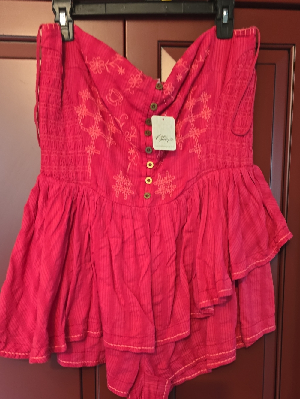 Women’s Pink Embroidered Strapless Romper Free People